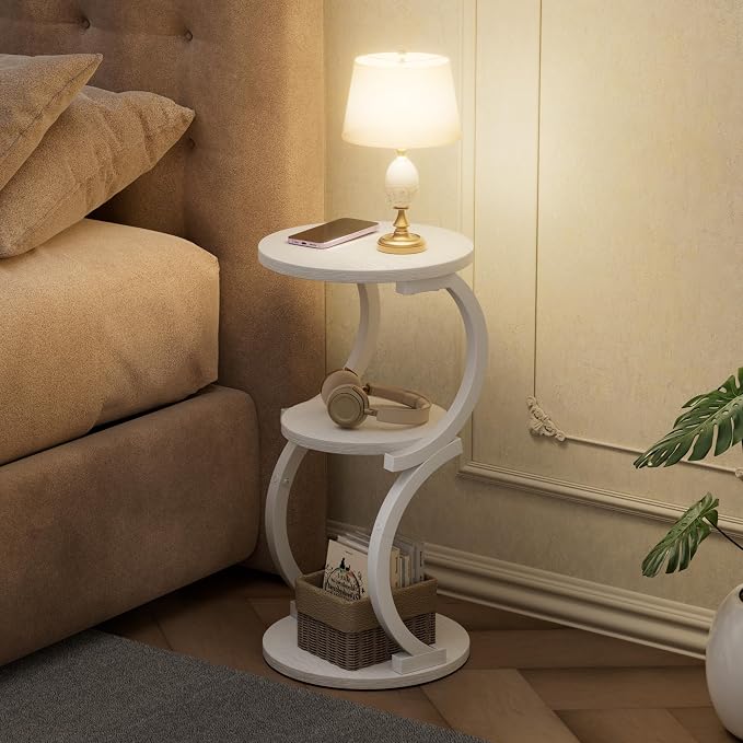 JUSTOGO Small Round Side Table, 3-Tier End Table - Image 6