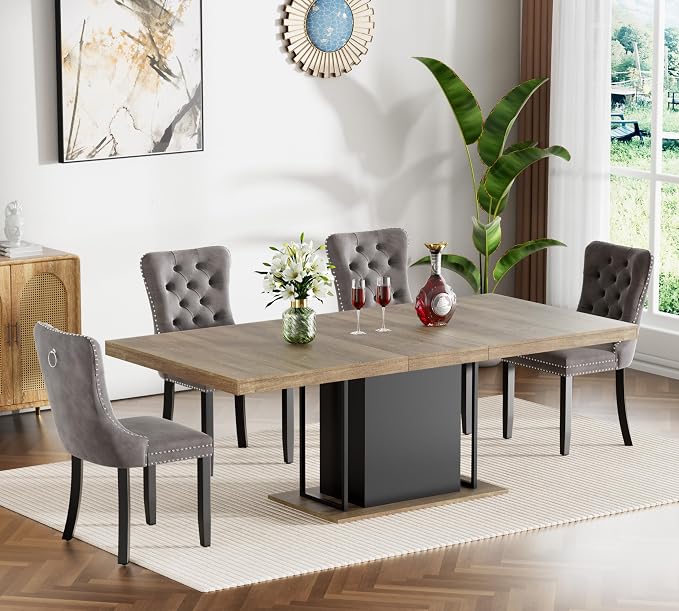 Henf 63"-79" Dining Table Set for 4, 5 Pieces Extendable Dining Table and 4 by Henf