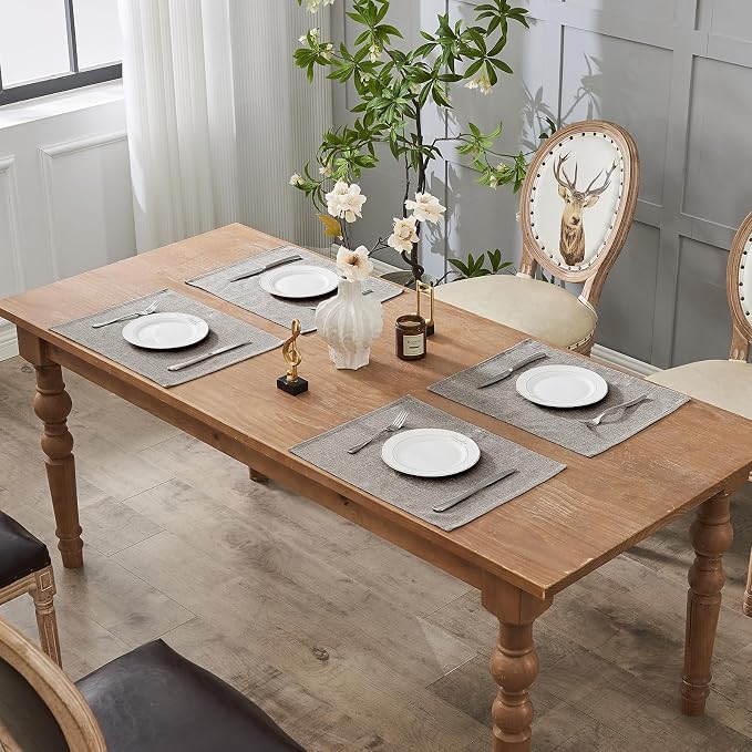 BALCONY & FALCON Placemats Set of 4 Faux Linen Cloth Place Mats Washable - Image 7