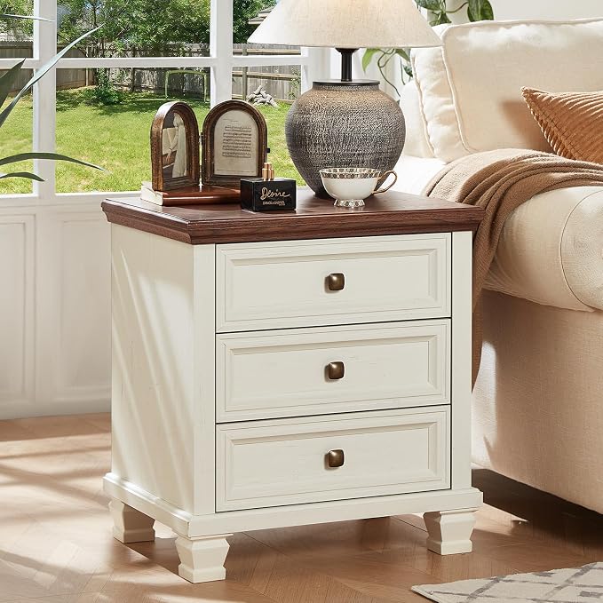 SAVOR LIFE Farmhouse Nightstand Set of 2, Vintage Couch End Table - Image 8