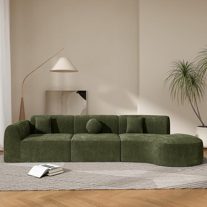 140'' Curved Sectional Sofa Sponge Couch - Image 3