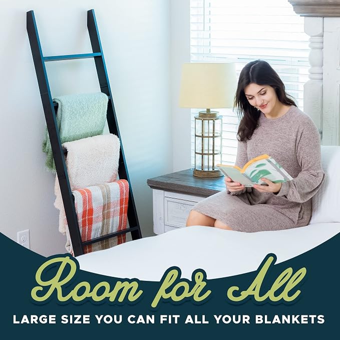 Blanket Ladder for The Living Room and Bedroom, 5ft 8 inch, 6-Tier Wall Leaning - Image 7