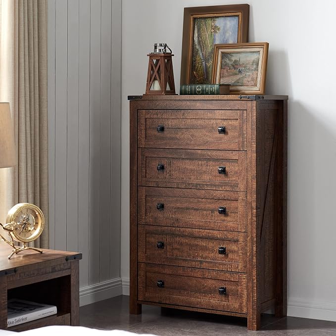 T4TREAM Farmhouse 5 Drawers Dresser Chests - Image 8
