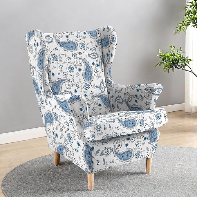 HAOYONG Wing Chair Slipcovers Printed Wingback Chair Covers 2 Pieces Wingback - Image 2