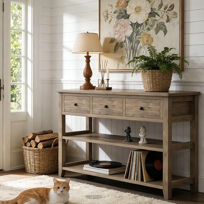 Karl home Console Table with 3 Drawers, Living Room - Image 9