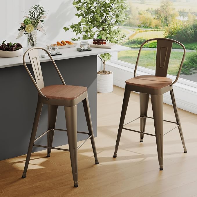 Andeworld Metal Bar Stools Set of 2, 26 inch Counter Height Barstools - Image 3