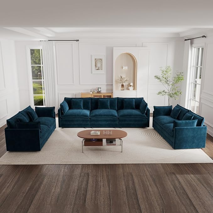 mikibama Luxury Oversized 3 Piece Sofa Set, 2 Pieces of 2 Seater and 1 Piece of by Mikibama