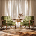 VINGLI Solid Wood Wide Armrests Accent Chair Set of 2, Upholstered Mid Century by VINGLI