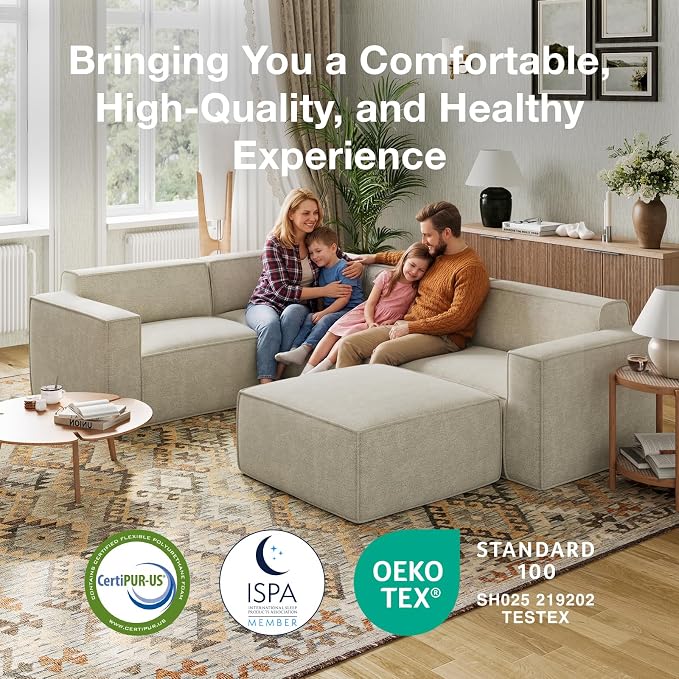 Novilla 134" Modular Sectional Sofa, No Assembly Cloud Sectional Couch - Image 12