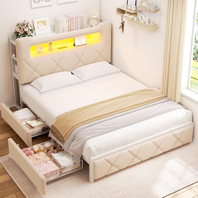 Full Upholstered LED Bed Frame - Image 3