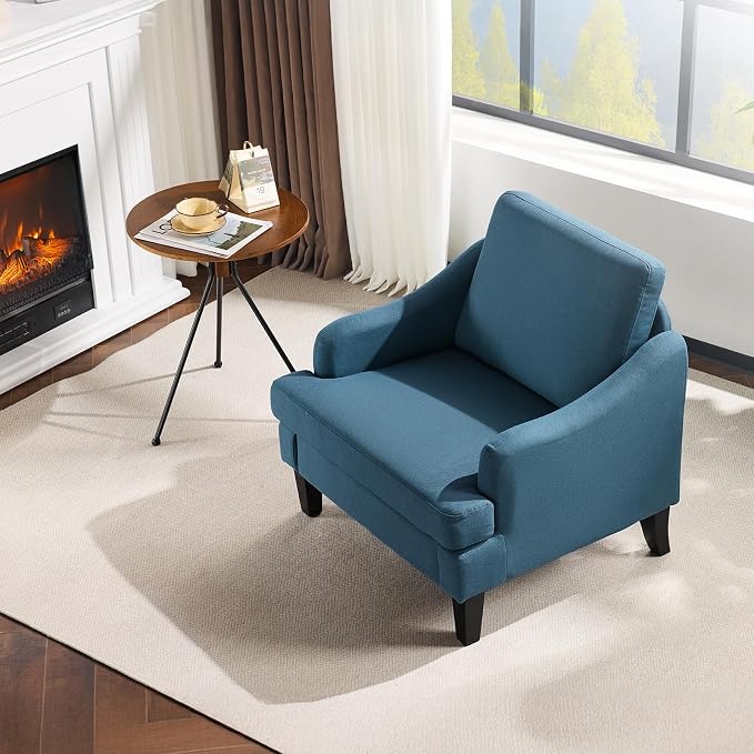 VINGLI Linen Fabric Accent Chairs Set of 2, Comfy Sofa Chair Living Room - Image 9