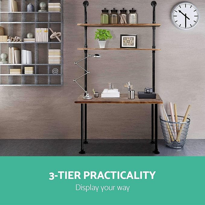 Computer Desk with Storage Shelves, Home Office Writing Desk, Bookshelf Laptop - Image 9