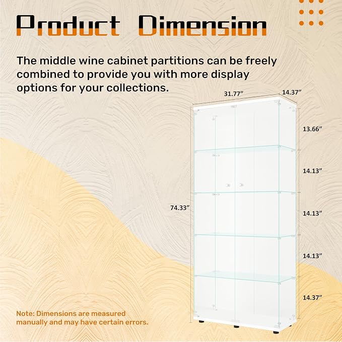 LFT HUIMEI2Y Glass Display Cabinet 5-Shelf - Image 2