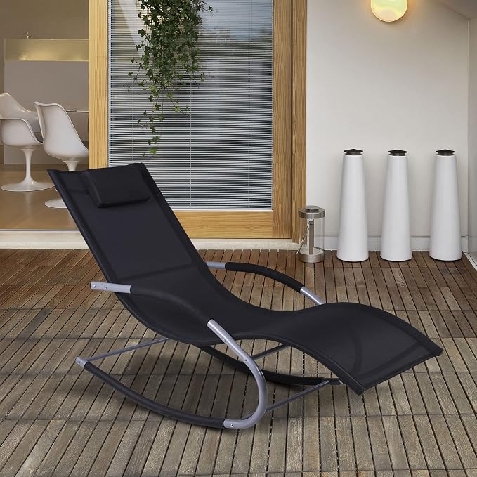 Outsunny Zero Gravity Rocking Chair Outdoor Chaise Lounge Chair Recliner Rocker - Image 2