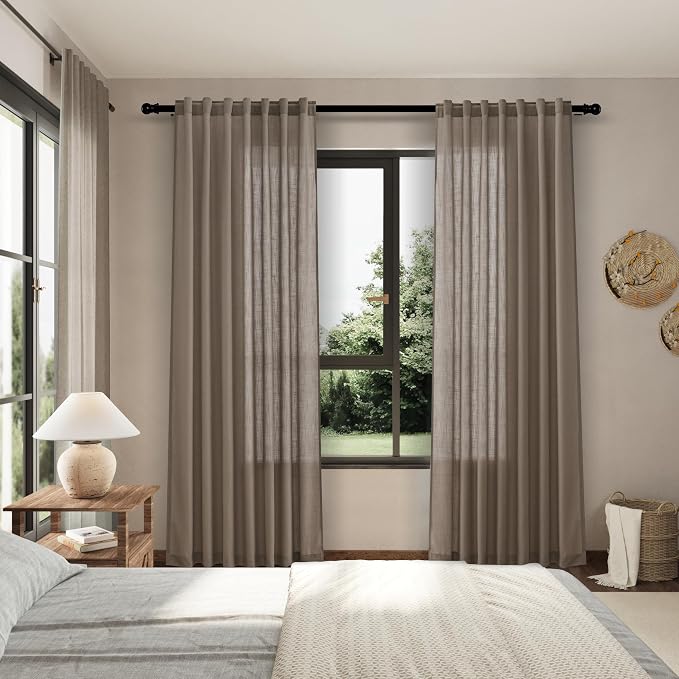 Nanspring Dark Taupe Linen Curtains 80 Inches Length - Image 7