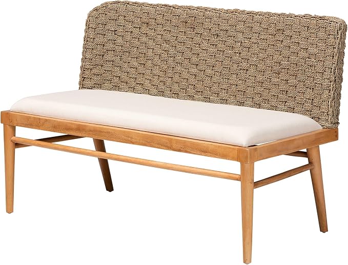 bali & pari Denver Modern Bohemian Natural Seagrass and Acacia Wood 5-Piece - Image 2