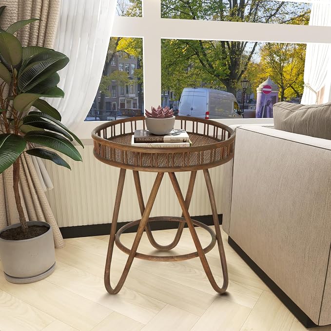 FINECASA Rattan Side Table - Image 4