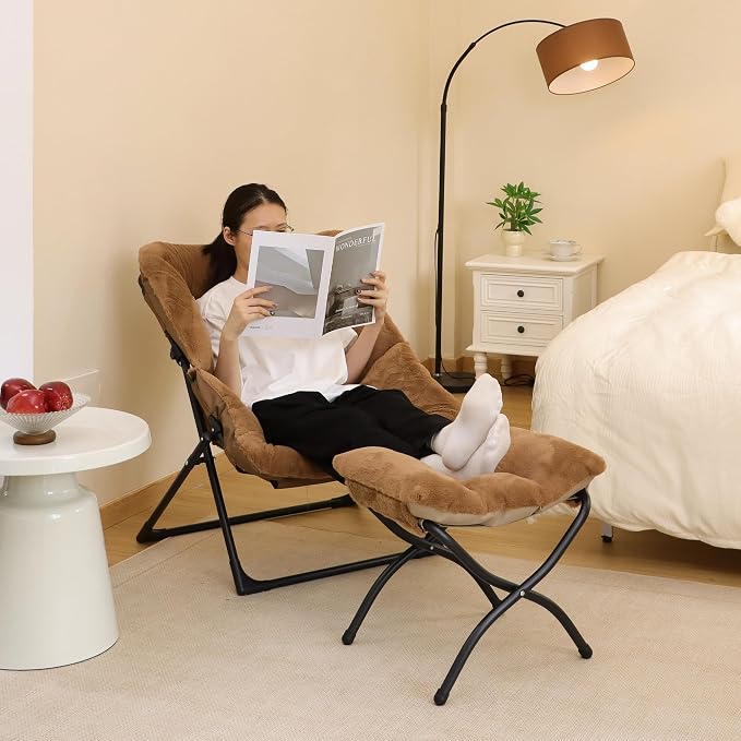 Comfy Saucer Chair for Adults, Soft Faux Fur Bedroom Chair, Accent Dorm Chairs - Image 5