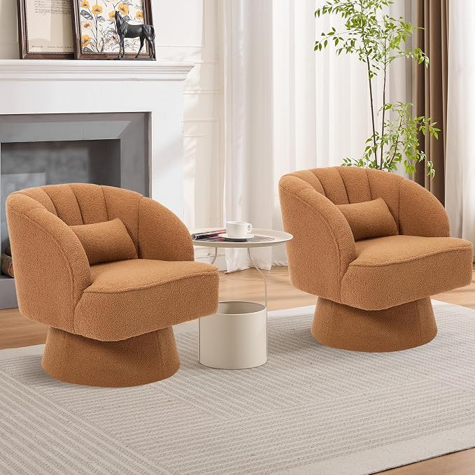 Garvee Ultra-Plush Swivel Accent Chair, 360° Barrel Lounge Chair - Image 5