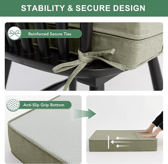 Summsun Water Resistant Outdoor Chair Cushions, Faux Linen Backrest and Seat - Image 4