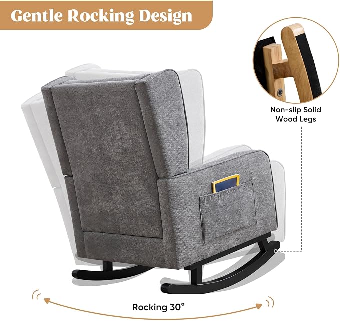 HCHAIRH Nursery Rocking Chairs, Modern Wingback Accent Chairs - Image 3