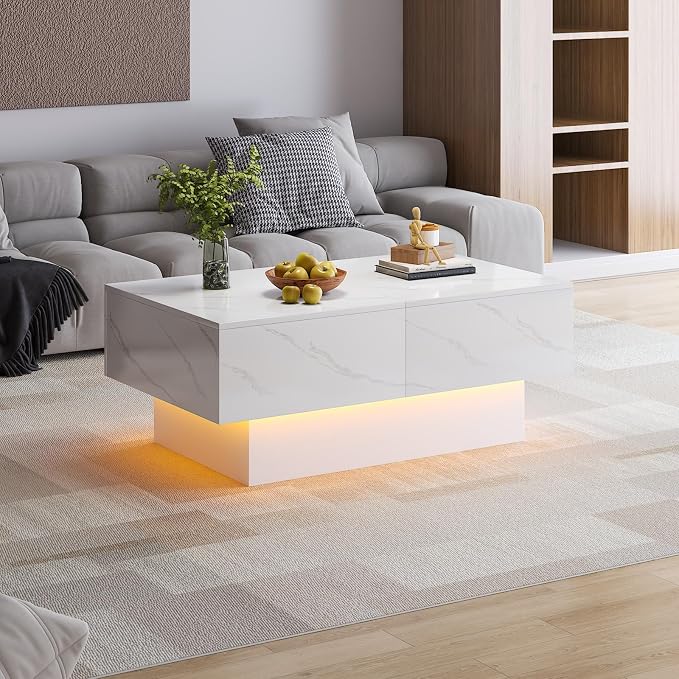 White Marble Modern Coffee Table - Image 6