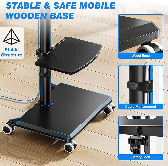 Rfiver Rolling TV Stand with Shelf - Image 5
