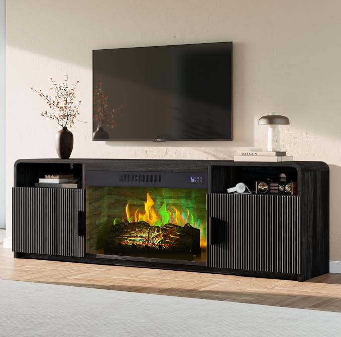 AMERLIFE 70" Fluted Fireplace TV Stand by AMERLIFE