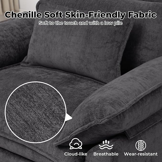 Oversized Accent Chairs Set of 2, Modern Chenille Cloud Sofa Chair - Image 4