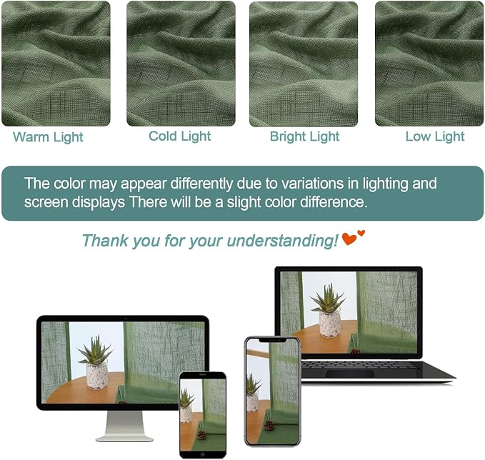 Chyhomenyc Extra Long Sage Green Semi Sheer Curtains 108 Inches Long 2 Panels - Image 3