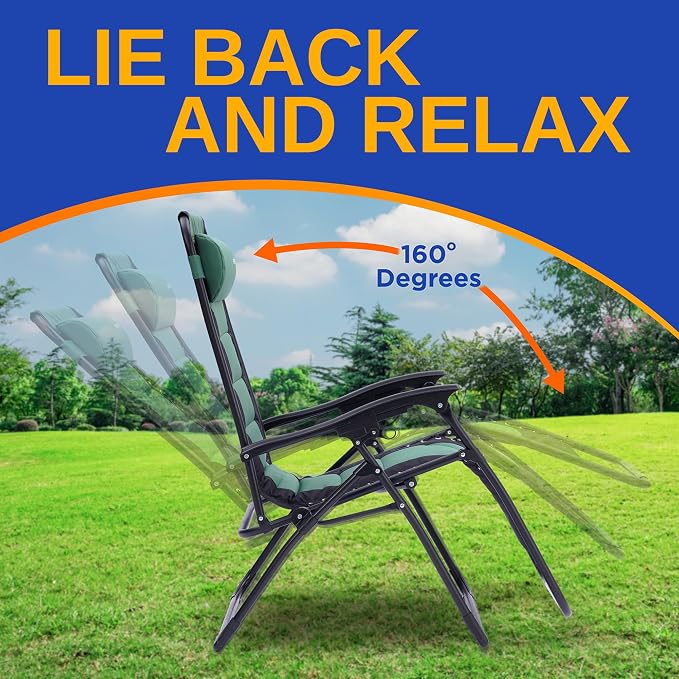 SereneLife Oversized Padded Zero Gravity Lounge Chair, Foldable Outdoor Patio - Image 4