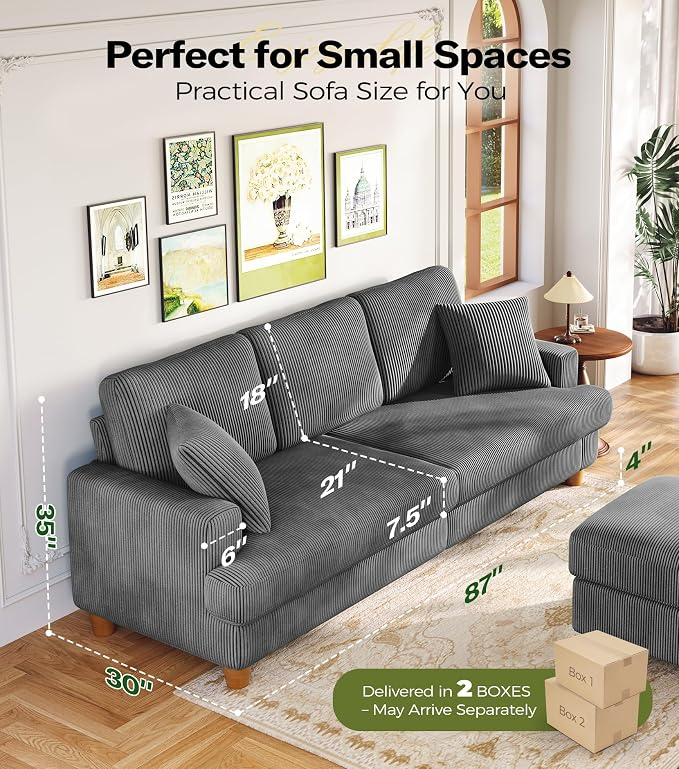 Kidirect 87in L Shaped Couch, Modular Sofa No Tool Assembly, Comfy Sectional - Image 2