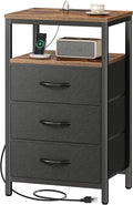 Huuger Nightstand with Charging Station, 27.6 Inch End Table Bedside Table with by Huuger