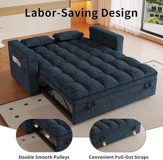3 in 1 Convertible Sleeper Sofa, 65in Sleeper Couch - Image 8