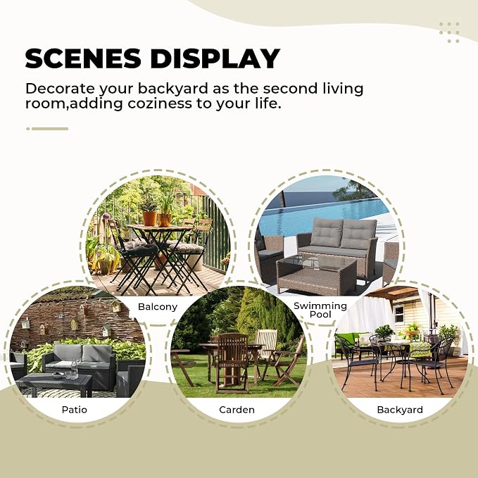 DANGHOOGY Wicker Chair Cushions, Waterproof Outdoor Loveseat Cushions - Image 7