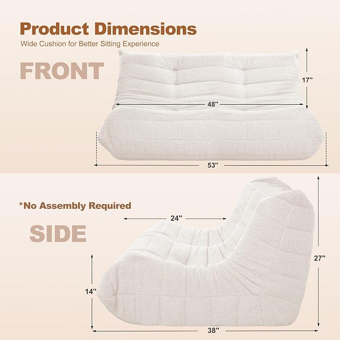 Bean Bag Loveseat Chair Big Sofa Beanbag Chair - Image 2