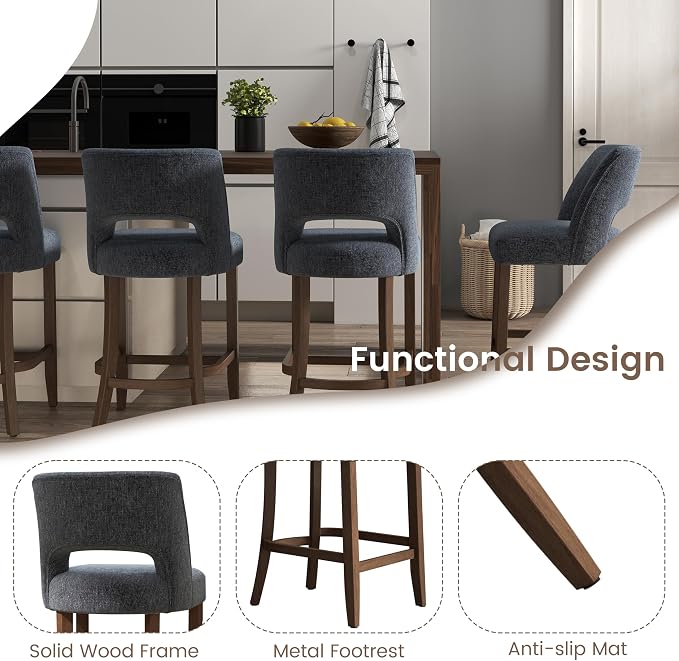 VKNOW Bar Stools Set of 4, Modern Counter Stools - Image 8