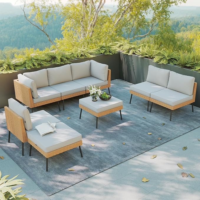 Aoxun 8 Piece Patio Furniture Set, 8 Seats Outdoor Sectional Sofas - Image 9