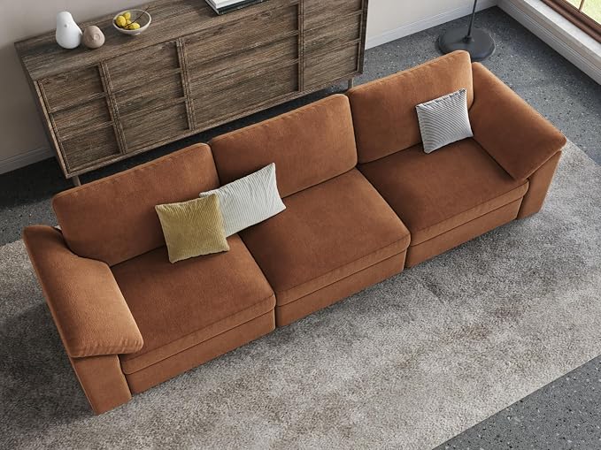 EASE MOOSE Brown Sectional Modular Sofa, Comfty 3 Seat Cloud Couch, FSC - Image 4