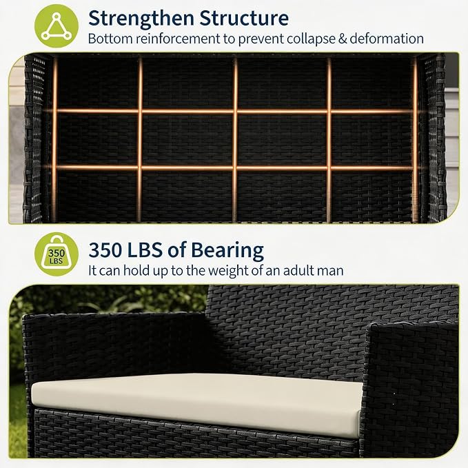 4-Piece Outdoor Furniture Set, PE Rattan Wicker Chairs - Image 5