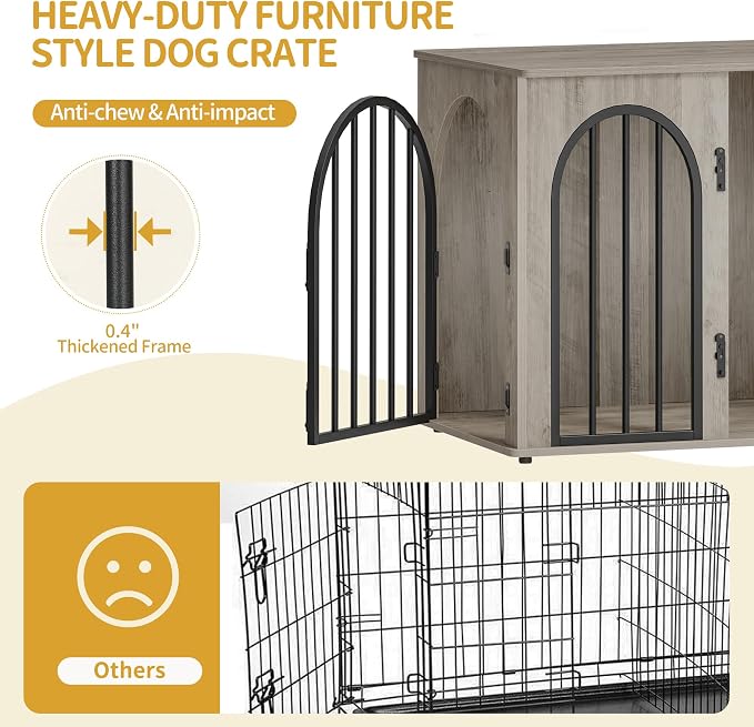 Hzuaneri 26.8'' Wooden Dog Crate Furniture, Indoor Dog Kennel Dogs Cage - Image 6