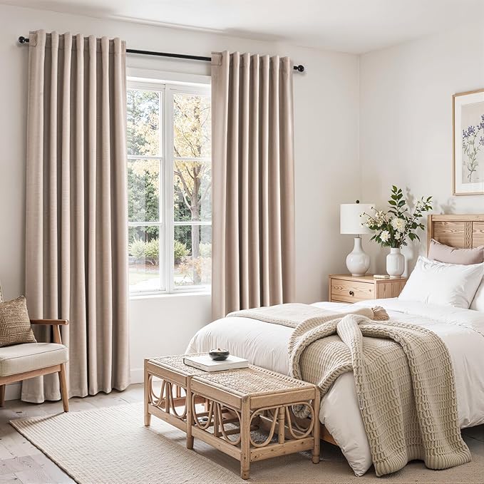 Topfinel 92 inch Long Blackout Curtains 2 Panels Set Neutral Beige Window - Image 2