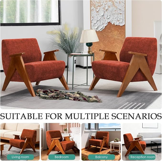 2 Pcs Home Accent Chair Mid Century Modern Accent Chair - Image 6