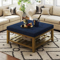 Befurtori Large Square Ottoman Coffee Table, Linen Solid Upholstered Footrest by Befurtori