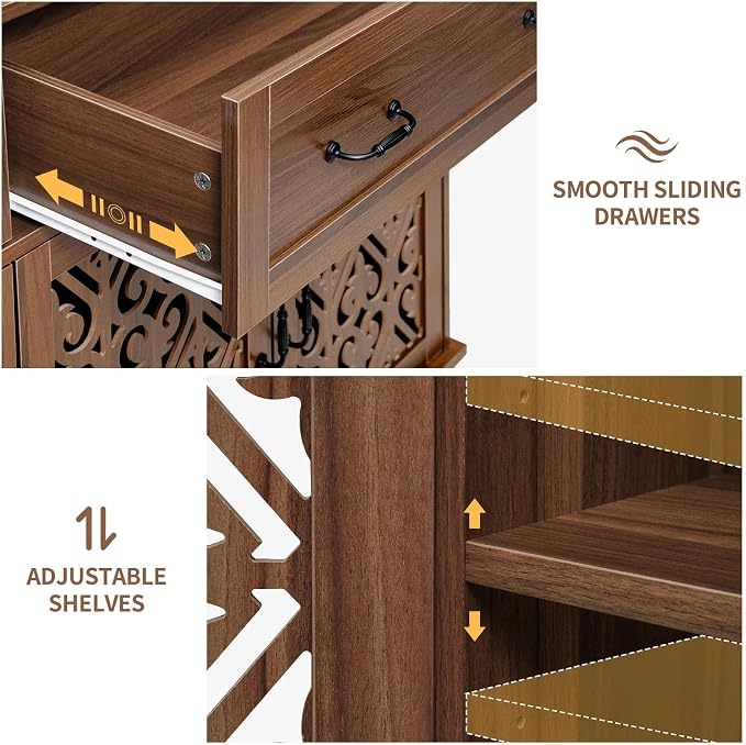 59-Inch Walnut Buffet Cabinet - Image 5