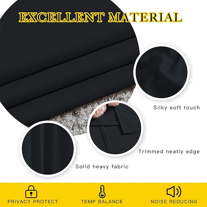 NICETOWN Black Doorway Curtains 80 inch Length 2 Panels Set - Image 5
