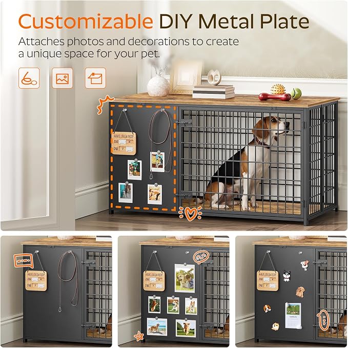 YATINEY Foldable Dog Crate Furniture, 47.2" Dog Crate - Image 4