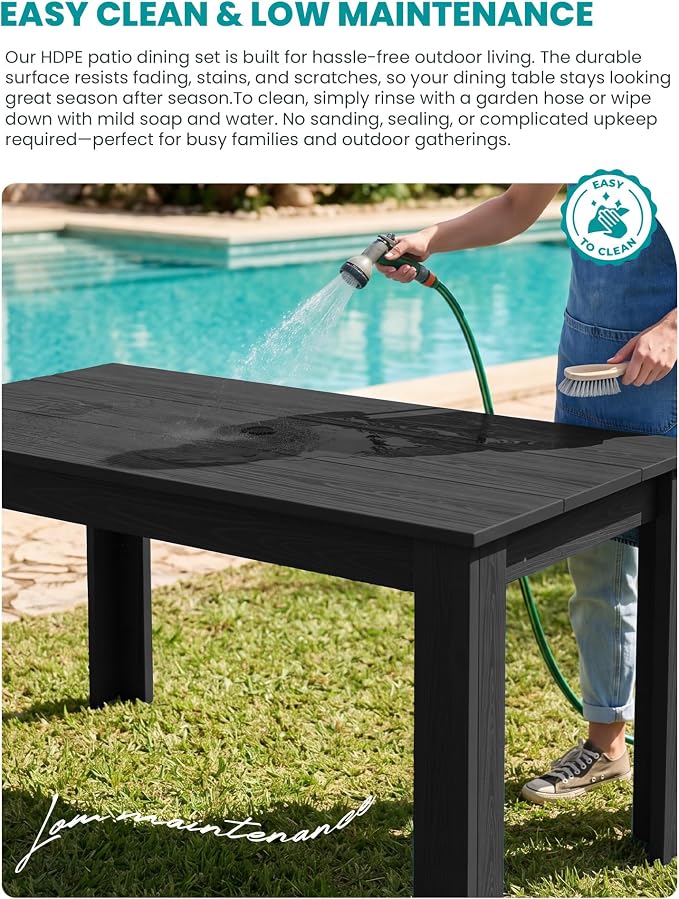 SERWALL Patio Dining Set with 15FT Double Side Umbrella, Outdoor Dining Sets - Image 3