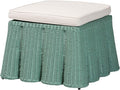 Bali & pari Palm Bohemian Seafoam Green Scallop Rattan Ottoman by balipari