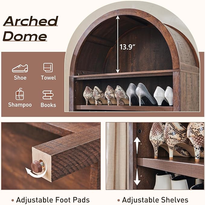 IFGET 71" Tall Arched Bookshelf, 7 Tiers Arch Bookcase - Image 3